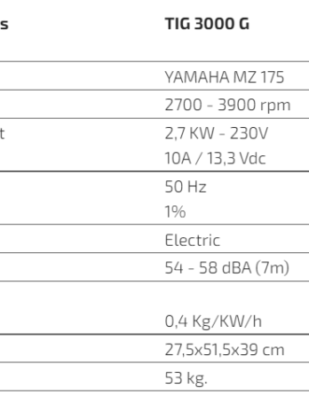 TIG 3000 G – Generator cu invertor de 230 V (GPL)
